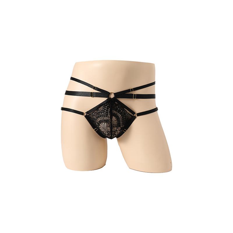 Summer Men's Boxer Panties, Sexy Thongs, Lace Ribbon, Adult Sex Bag Panties