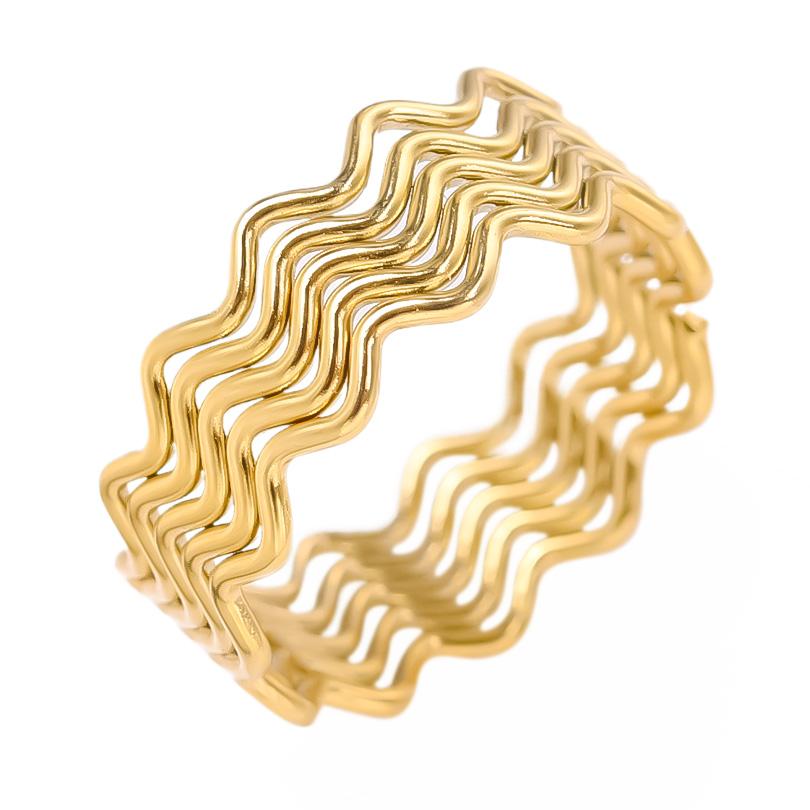 Neuer Offener Verstellbarer Ring Blatt Schlange Herz Echt Vergoldeter Edelstahl Ringe Für Frauen Männer Zubehör Mehrschichtiger Schmuck