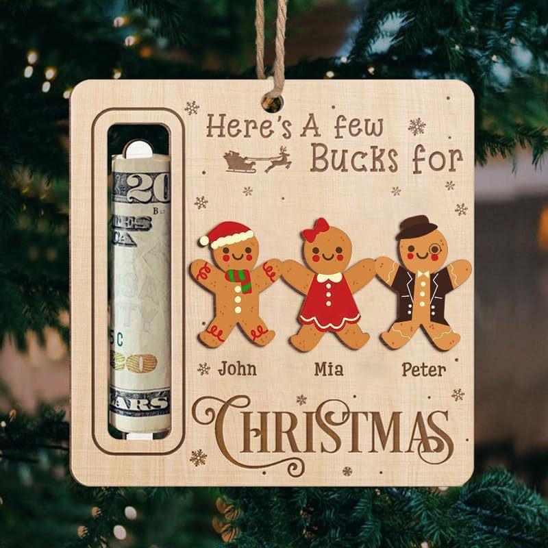 Festive Wooden Christmas Tree Money Holder Ornament
