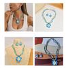 Elegant Colourful Flower Floral Set Earrings Necklace Sweet Braided Necklace Fashion Jewelry