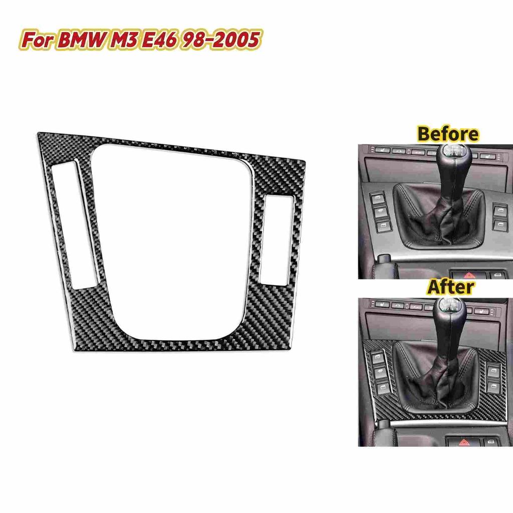 For BMW M3 E46 98-05 Carbon Fiber Gear Shift & Window Lift Button Trim, Self-Adhesive Anti-Scratch Exact Fit Console Decor