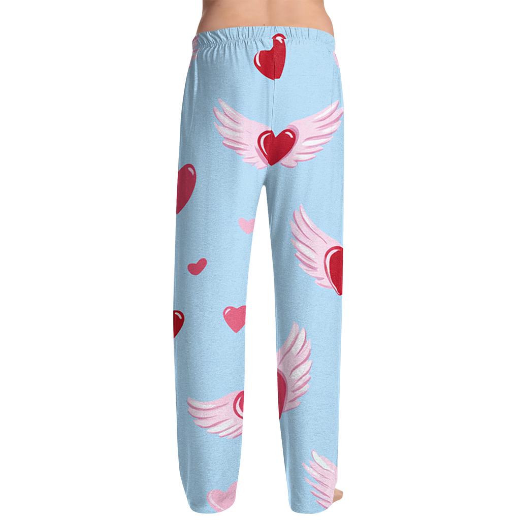 Men's Valentine's Day Printed Drawstring Long Pants Casual Pajamas