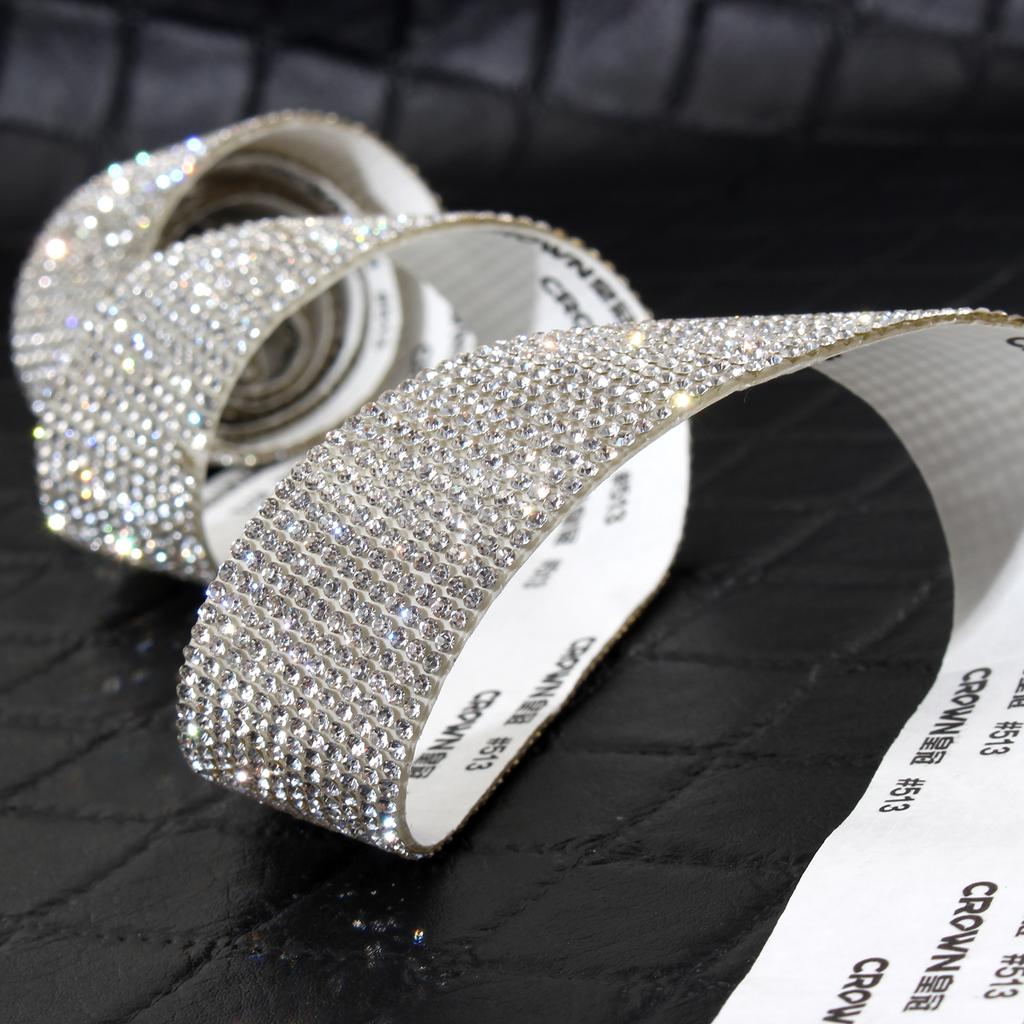 DIY Decoration Sticker White Car Phone Decoration Crystal  Ribbon Length 1 Yard / 90 Cm Rhinestone Ribbon For Party