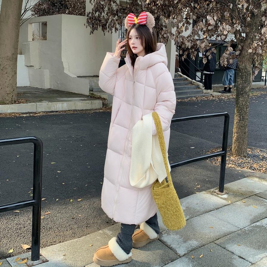 Cloud Fluffy Puffer Down Cotton Jacket Women's Long Sleeve Thick Hoodie Over Knee Coat Bread Clothes Warm Outerwear