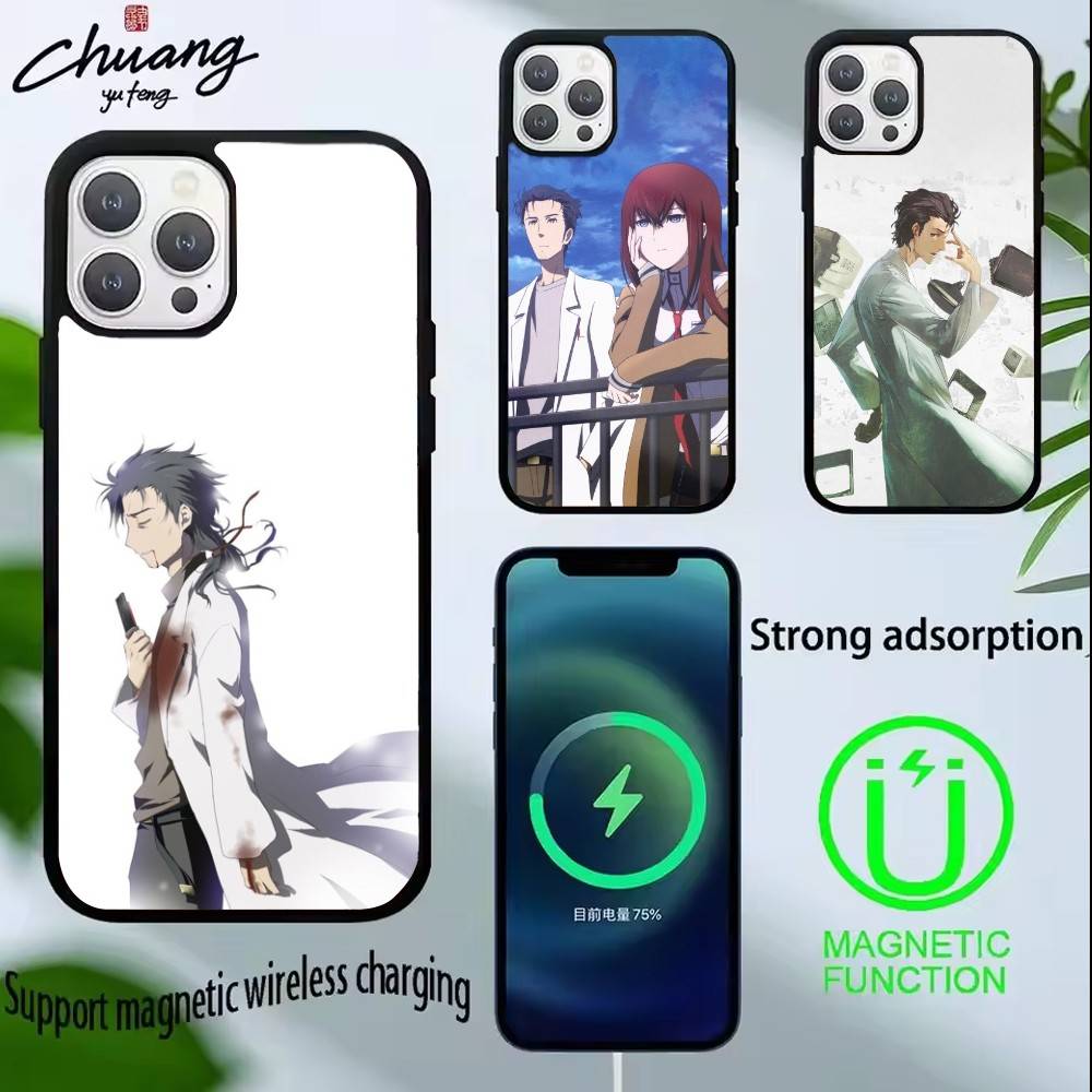 T-Rintaro Okabe STEINS DATE Phone Case For iPhone17,16,15,14,13 Plus,Pro Max Magnetic For Magsafe Wireless Charging