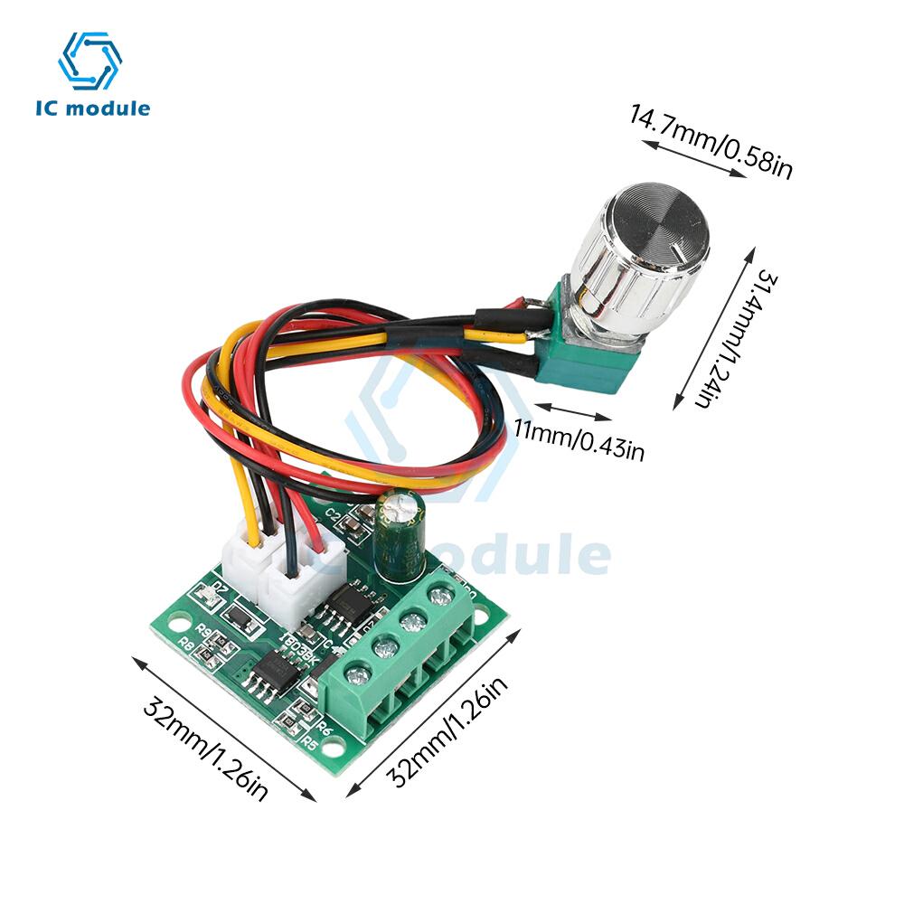 PWM DC Brush Motor Speed Controller DC Motor Regulator Control Module DC 1.8V 3V 5V 6V 12V 2A Speed Controller