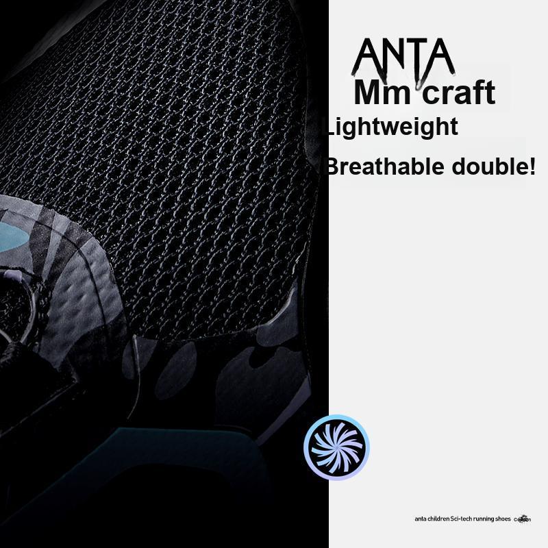 Anta Kids Lingyun Comfortable Sports Non-Slip Wear-Resistant Low-Top Running Shoes Kids Running Shoes Black Blue Purple 312325551H-3
