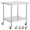Table de travail en acier inoxydable 30 x 18 x 38 pouces, avec 4 roues, 3 niveaux de hauteur réglables