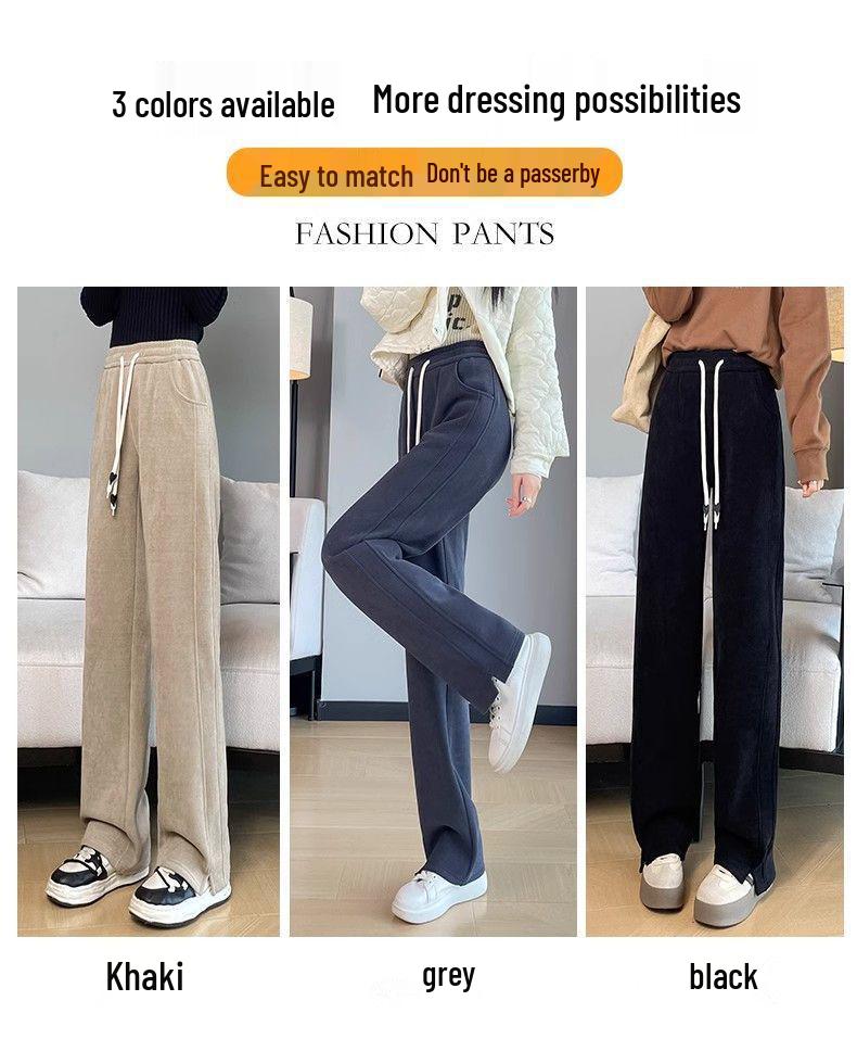 Wide Leg Pants Women Spring Autumn Winter Casual Sweatpants - Fleece and Non-Fleece Options