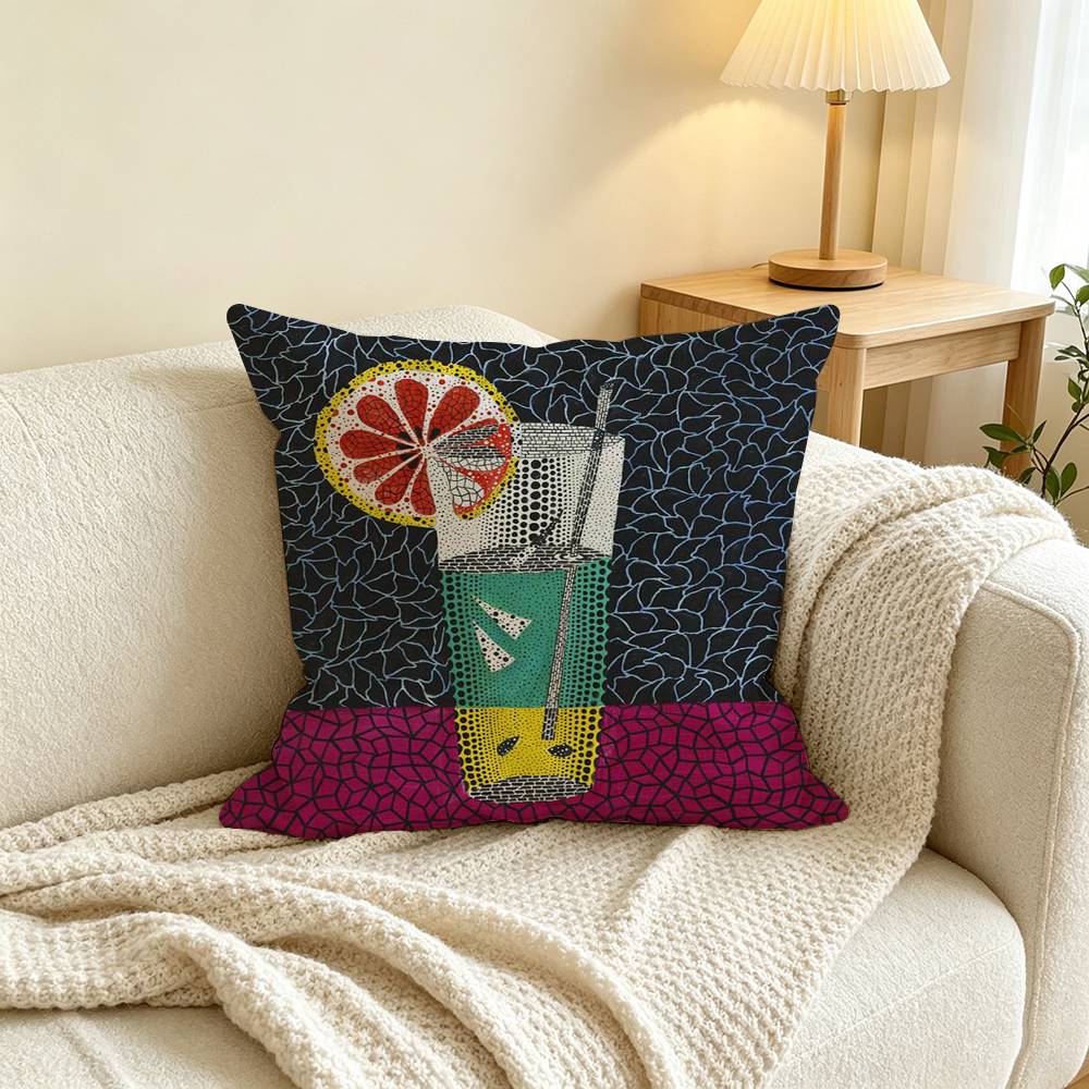 Y-Yayoi Art K-Kusama Square Double-Sided printed Pillow Case Bedroom Bedside Pillow Sofa Cushion Cover