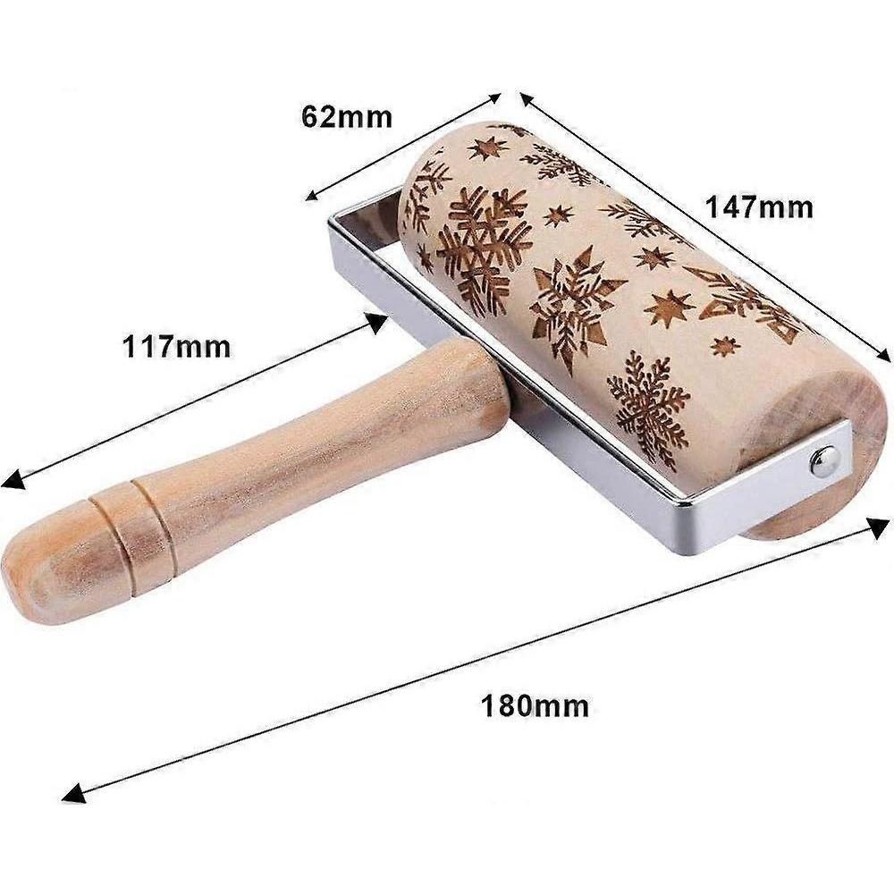 Embossed Rolling Pin Wooden, 3D Engraved Rolling Pin, Natural Safe Wood Roller