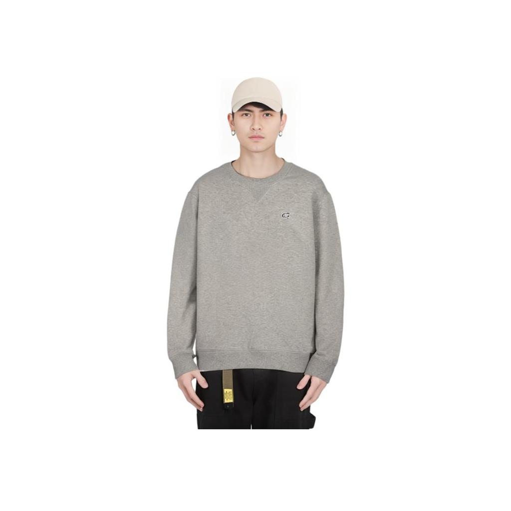 Coach Solid Logo Pullover Long Sleeve Sweatshirt Men Sweatshirts Gray C7827-LTE