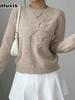 Women's Autumn Winter Fashion Elegant Casual Floral Crewneck Knit Sweater