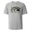 Men's Printed T-Shirt Peace Love Dogs Streetwear 100%Cotton Tops For Men Women Summer Breathable Short-Sleeved O-neck Basic Tees