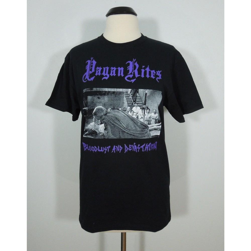 PAGAN RITES Bloodlust And Devastation L LARGE T-Shirt Black Mens Band Logo Unisex T-Shirt XXL