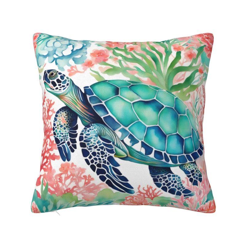

Custom Ocean Sea Turtle Throw Pillow Case 40*40cm Home Decoration Cushion Cover Soft Polyester Pillowcase Double-sided Printing 30x30cm 12x12in