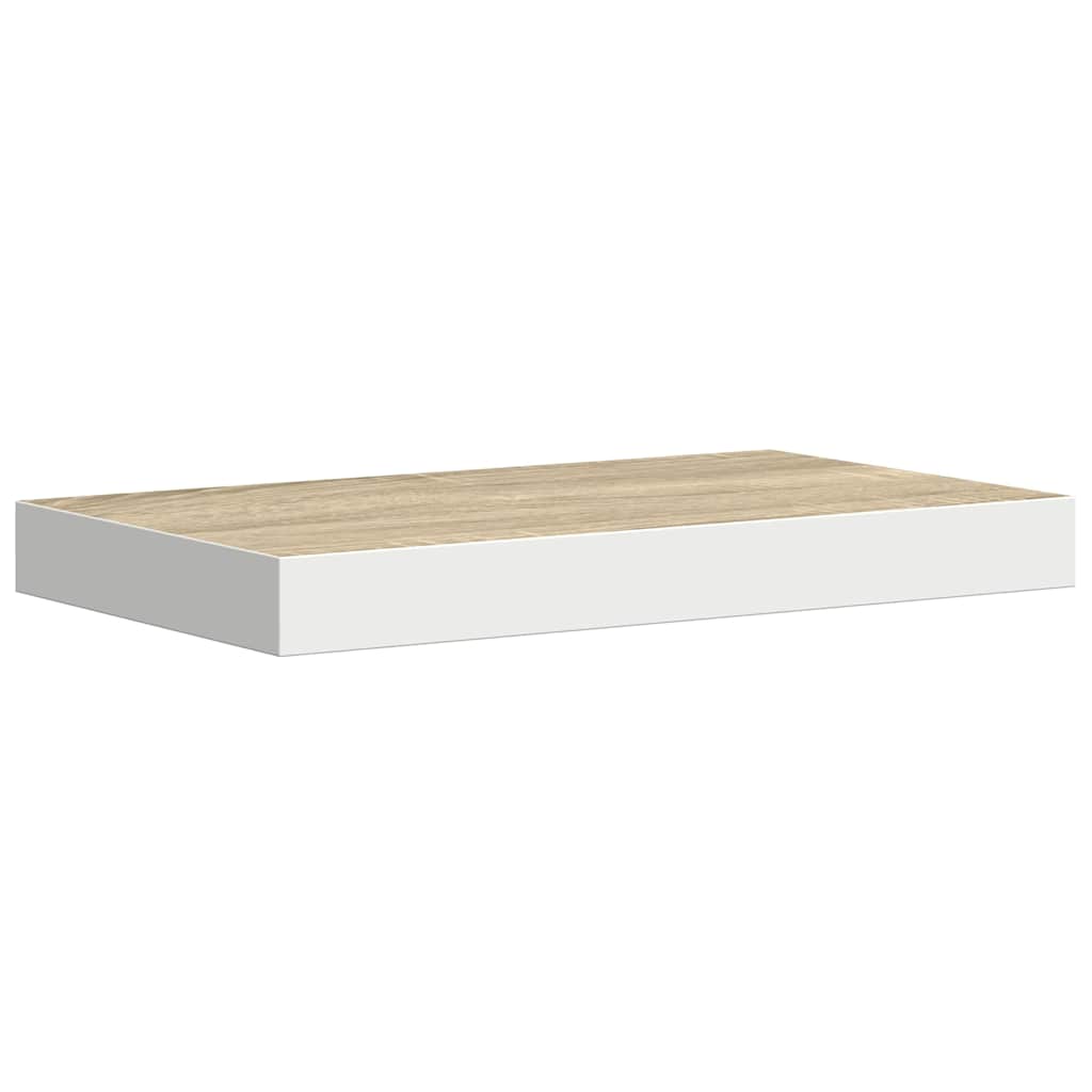 Vidaxl Wall Shelves, 2 Pcs, Oak Color and White, 50X23X3.8 Cm, Mdf