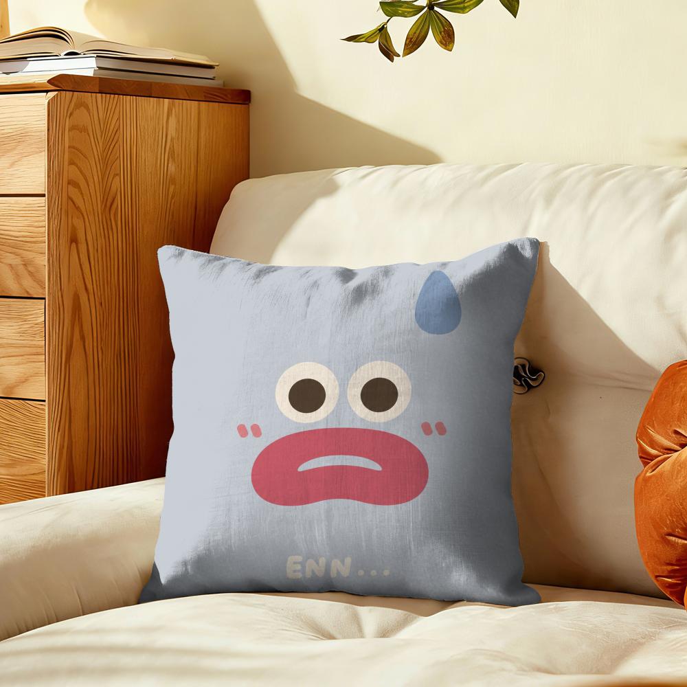 Minimalist Cartoon Face Cushion Cover Plush Fabric Soft DoubleSided Printed Sofa Warm Winter Home Gift Pillow Cover