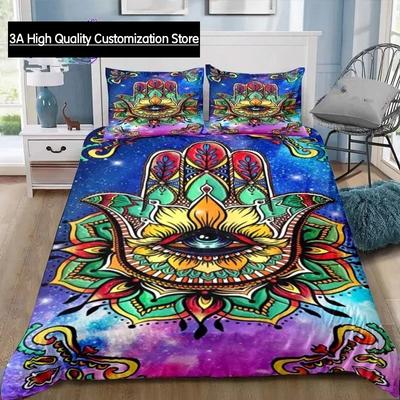 Hamsa Hand Bohemia Bedding Set Single Twin Full Queen King Size Bed Set Adult Boys Bedroom Fatima Hand Bed Linen Lucky Hand