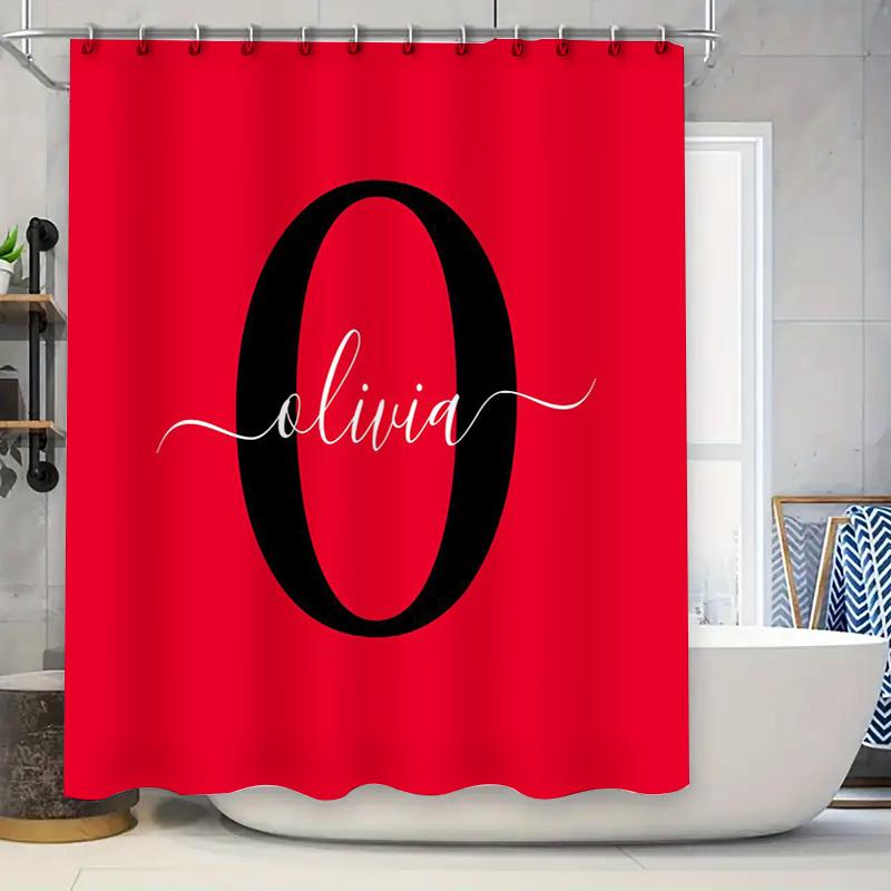 

Personalized Custom Name Initials Shower Curtain for Couple Love Home Decor Neutral Peach Color Luxury Sheer Fabric Bathroom Acc 90x180cm