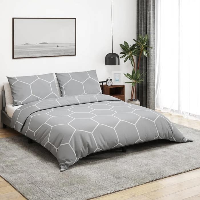 VidaXL Ensemble de housse de couette Gris 140x200 cm Coton 136450