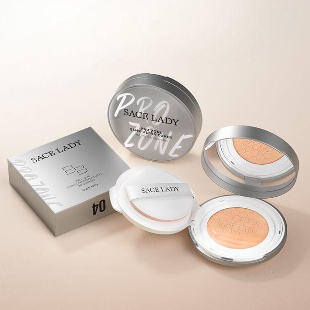 Sace Lady - Pro Zone 24HR Ultra Cover Matte BB Cushion SPF 30+ PA+++ - 5 Shades 01# Light Ivory - 10g