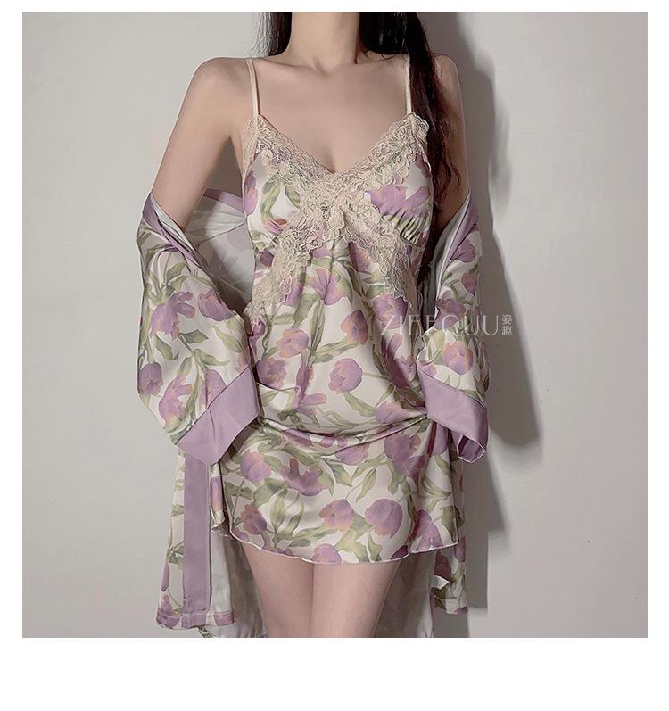 Satin V-Neck Suspender Nightdress with Chest Pads & Crisscross Back - Sexy Loungewear for Women