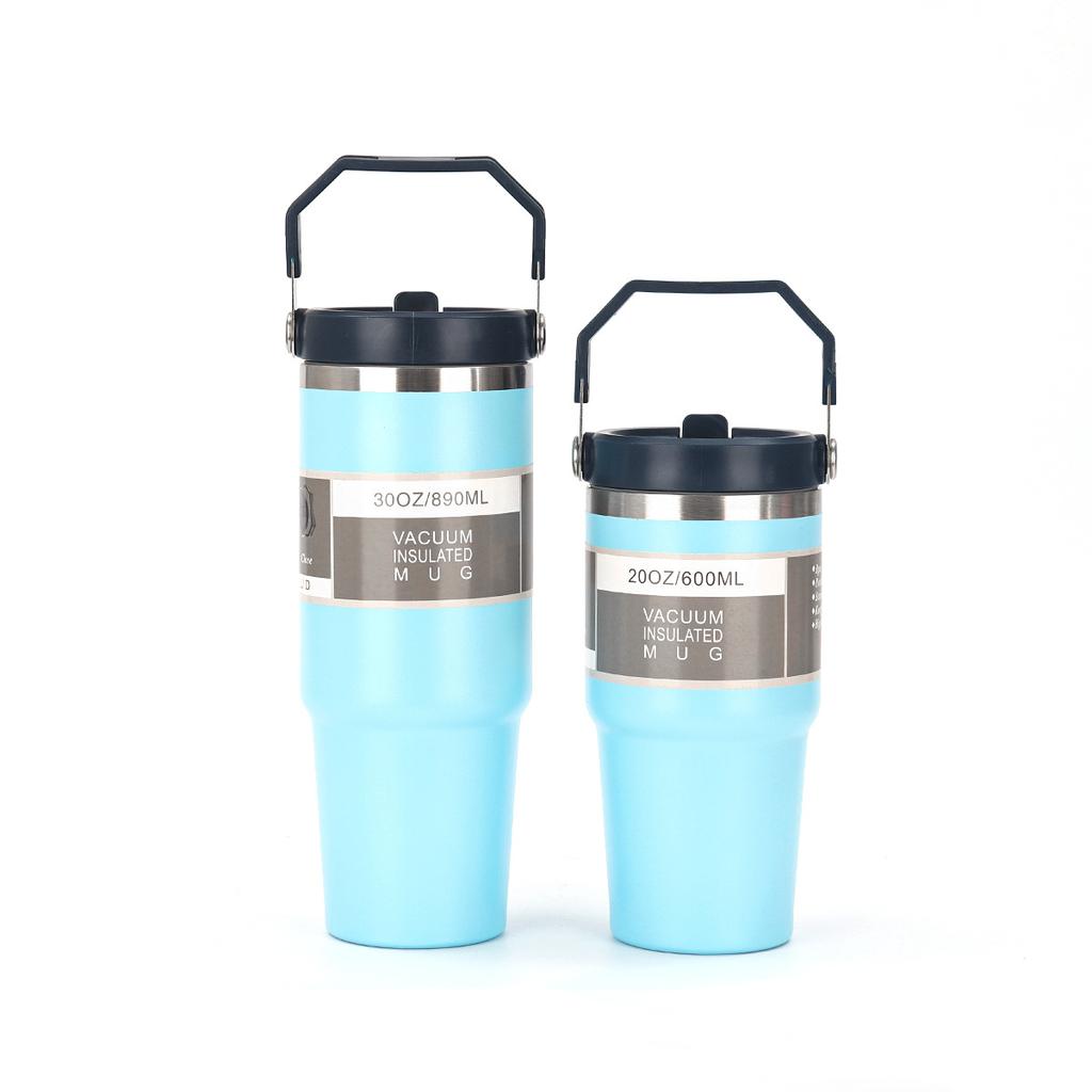 600/890ML Stainless Steel Thermos Mug With Straw Keeps Cold and Heat Thermal Mug  Car Insulated Flask Water Tumbler for Outdoor