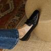 2025 Spring Genuine Leather Women Shoes Casual Slip-On Loafers Comfortable Simple Shoes Square Toe Shoes Woman Zapatos De Mujer