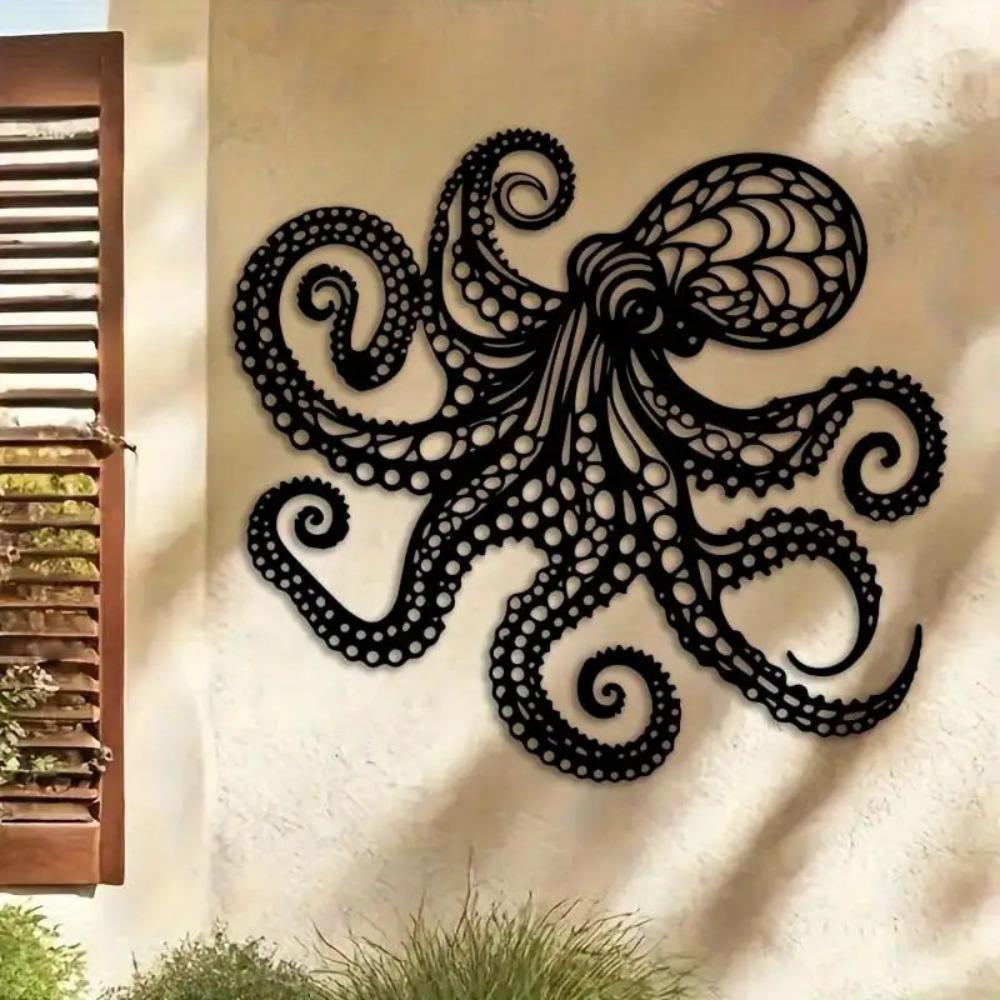 Large Metal Octopus Wall Art Victorian Gothic Laser Cut Sculpture Nautical Halloween Decor Gift