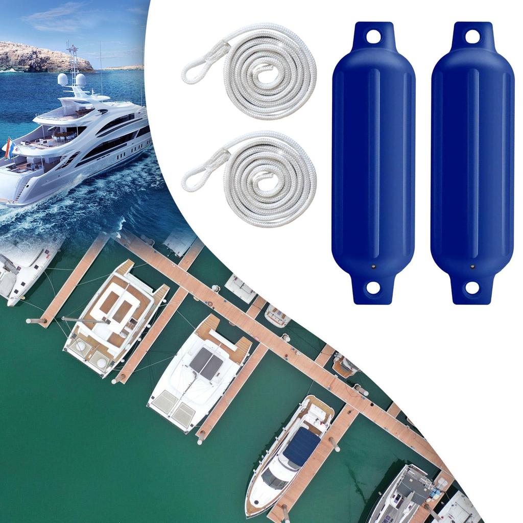 2pcs Boat Fenders Boat Bumper 9.5mm x 2m Ropes Easy to Install PVC G1 Anti