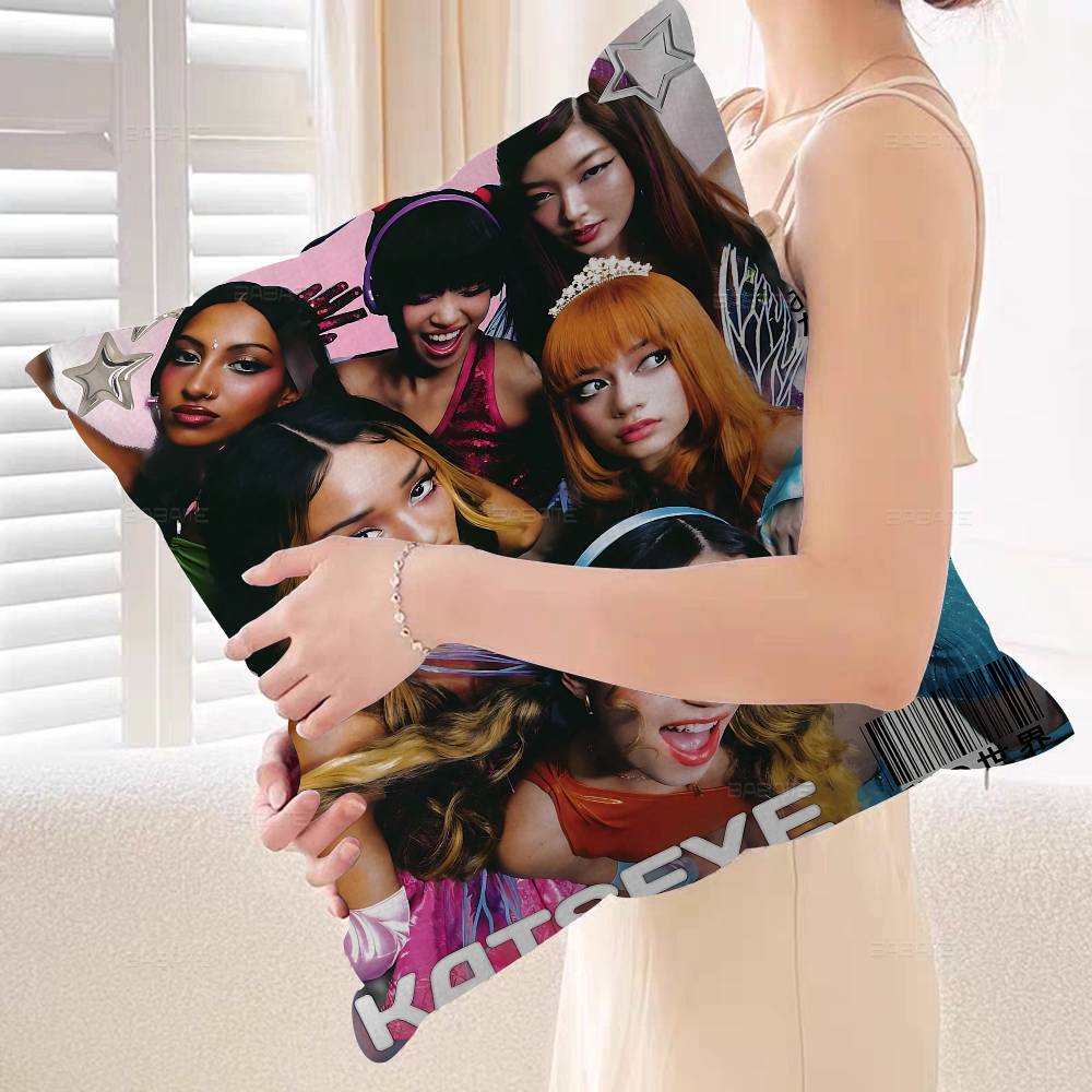 Band K-Katseye Pillow Anime Pillow Sofa Bed Head Pillow Cover Cushion Cover 45X45 Cm Fashion