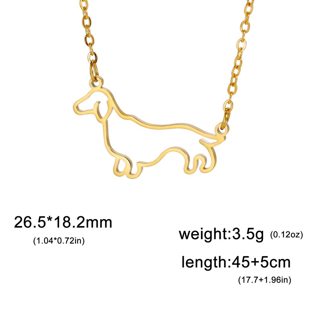 Fashion Short Leg Sausage Dog Stainless Steel Hollow Sausage Dog Women's Neck Chain Pet Animal Necklace Fashion Jewelry Gift