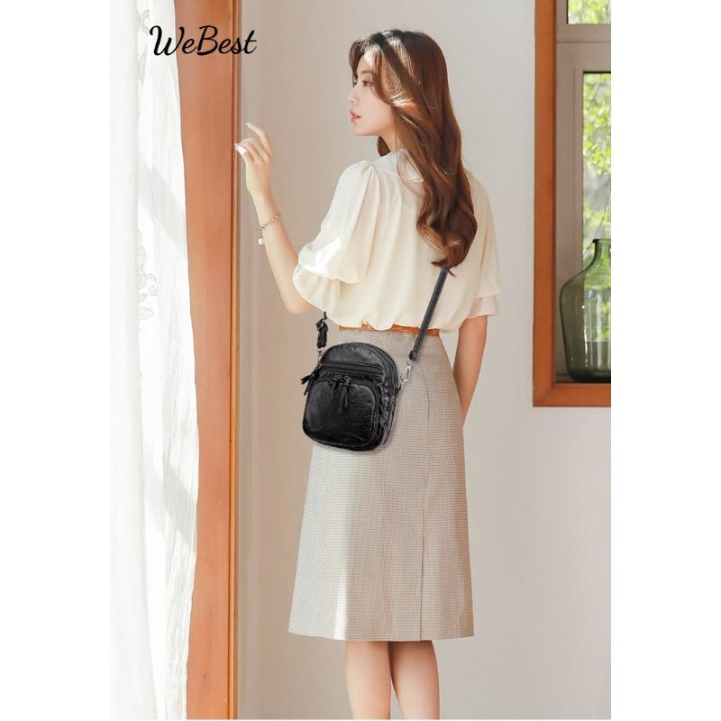 Women Shoulder Bag PU Soft Leather Texture New Mini Square Bag Large Capacity Crossbody Bag Minimalist Middle-Aged Mom Bag
