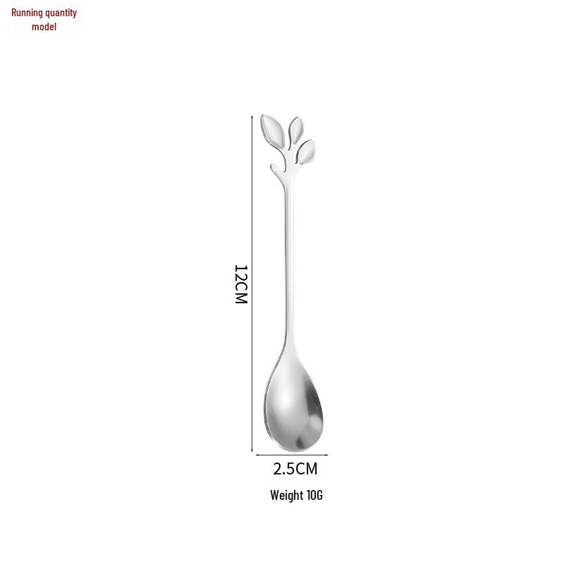 Creative Leaf-Shaped Stainless Steel Spoon and Fork Set - High-Value Dessert and Coffee Utensils
