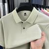 Men's Solid Color 100% Cotton Polo - Short-Sleeve, Summer Casual Lapel Top for Middle Age