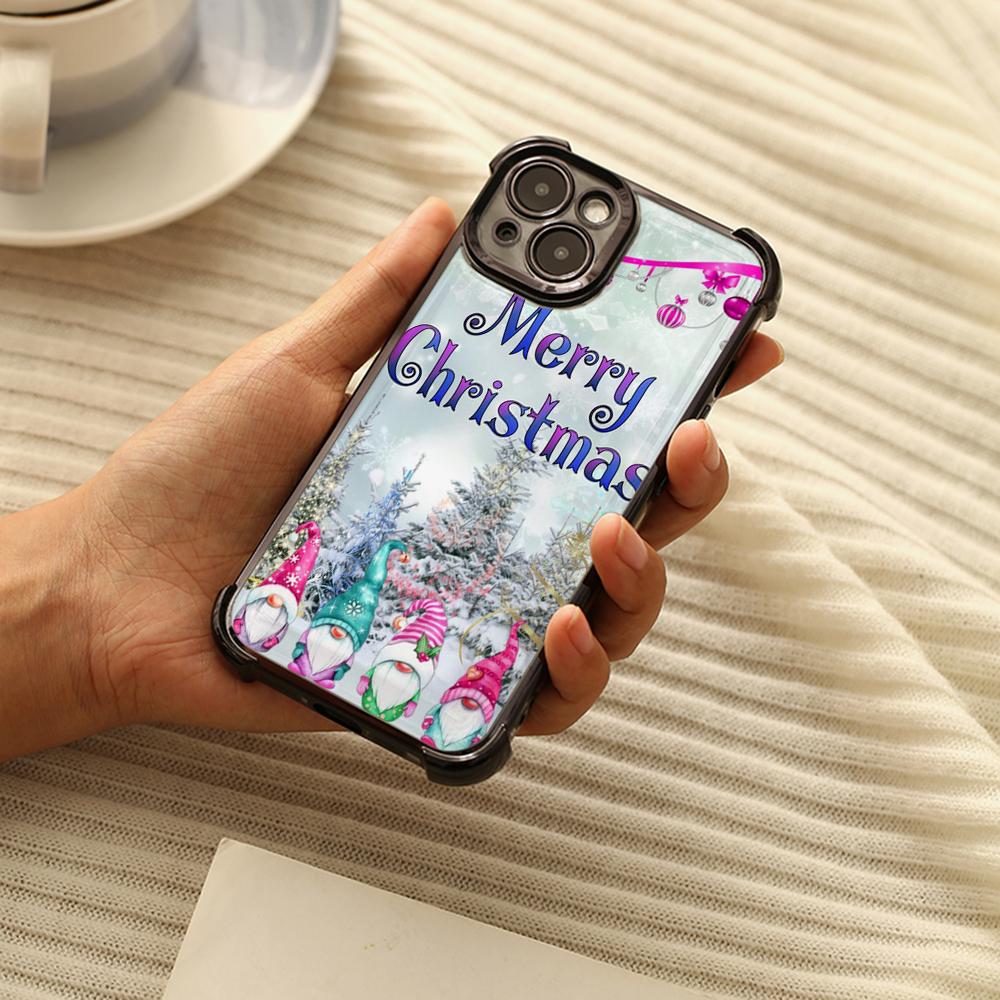 Ae116 Merry Christmas Happy New Year art Electroplated TPU Phone Cases for iPhone 16 15 13 11 Pro Max 14 Infinix Smart 8 Four Corner Protection Cover