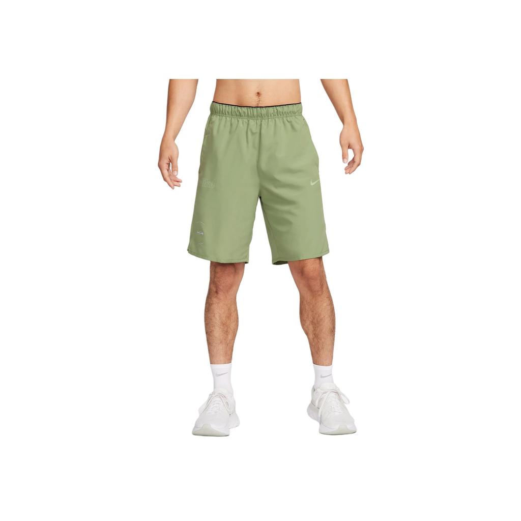 Nike Solid Color Logo Mid-Rise Printed Running Shorts Men shorts Olive-Green FN7296-386