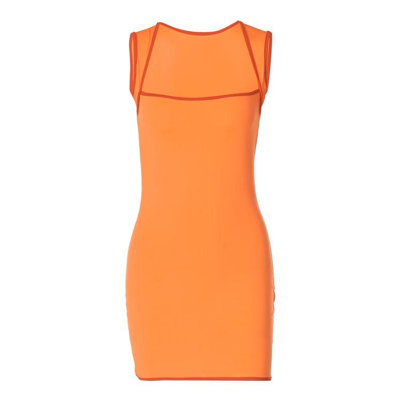 

Square Collar Stretch Silm Sleeveless Dress Orange S