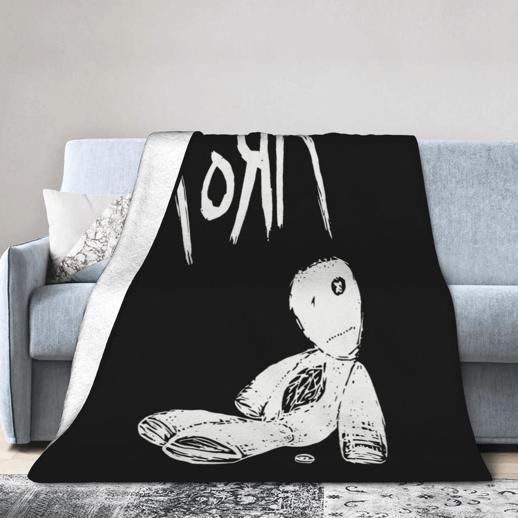 Korn Baby Doll Fleece Throw Blankets Graffiti Music Korn Art for Couch Knitted Blanket Car Soft Multifunction