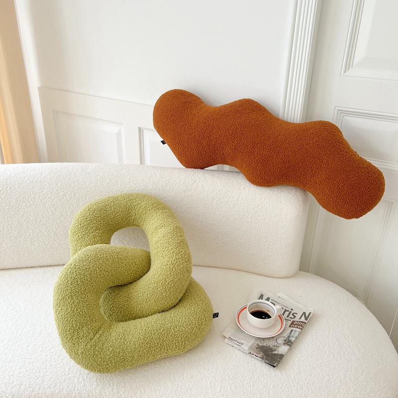 Nordic Room Simple Abstract Shape Pillow Sofa Cushion Wavy Waist By Chain Knot Twist Bar Living Room Cushion Office Design Throw