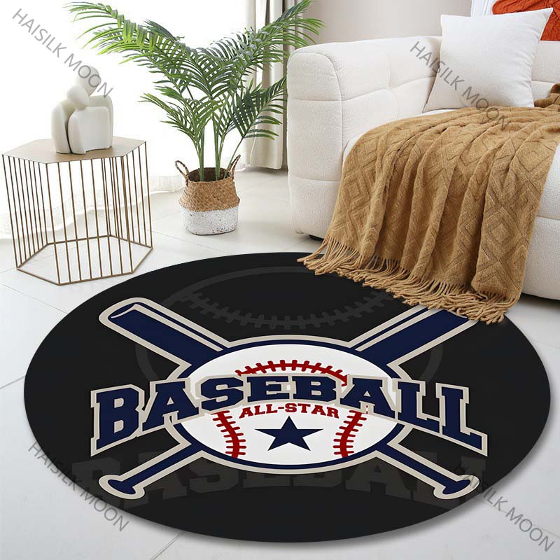 

Multiple sizes Baseball Art Print Round Carpet Living Room Bedroom Table Chair Sofa Decorative Carpet Luxury gifts Diameter -60cm
