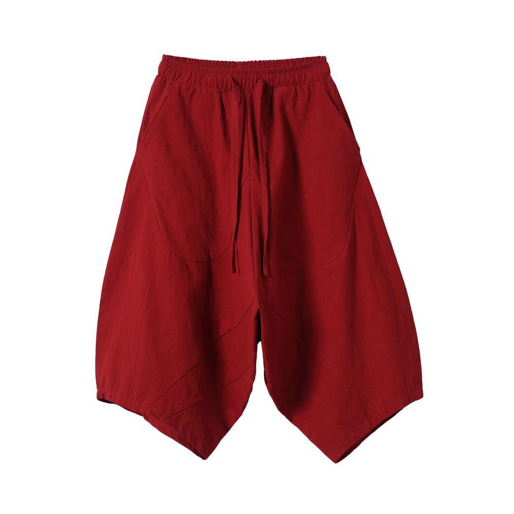 Spring Summer Thin Beach Casual Shorts Men Japenese Wide Leg Baggy Capris Pants Male Sport Running Shorts