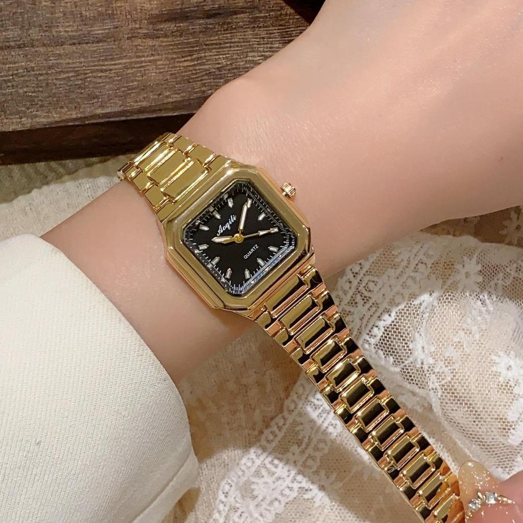 Elegant Gold Square Women's Quartz Watch - Chinese Style Business & Student Wear