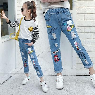 print denim jeans