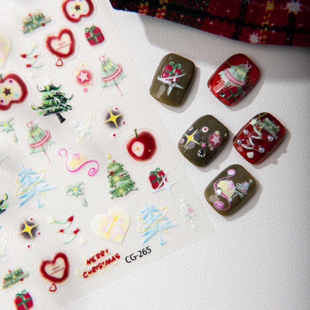Cyansea Christmas Apple Tree Jelly Nail Art Stickers - Hot Selling DIY Planner Decals