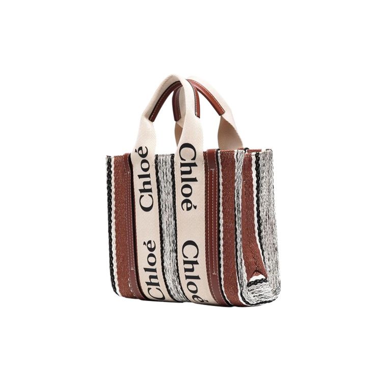 Chloe Woody Logo Print Interlaced Design PU Tote Bag Women Tote Bags Multicolor CHC22-SS397G44-27S