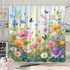 1pc Colorful Spring Meadow Butterflies Flowers Shower Curtain Polyester Bathroom Decor with 12 Hooks