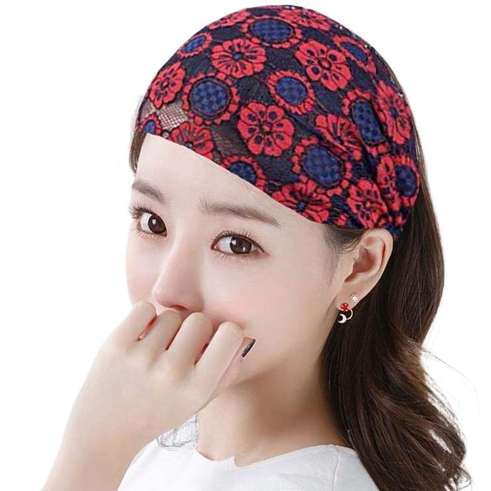 Hair Hoop Mesh Flower Headband Non Slip Wide Side Head Wrap Sweet Lace Hairbands Daily