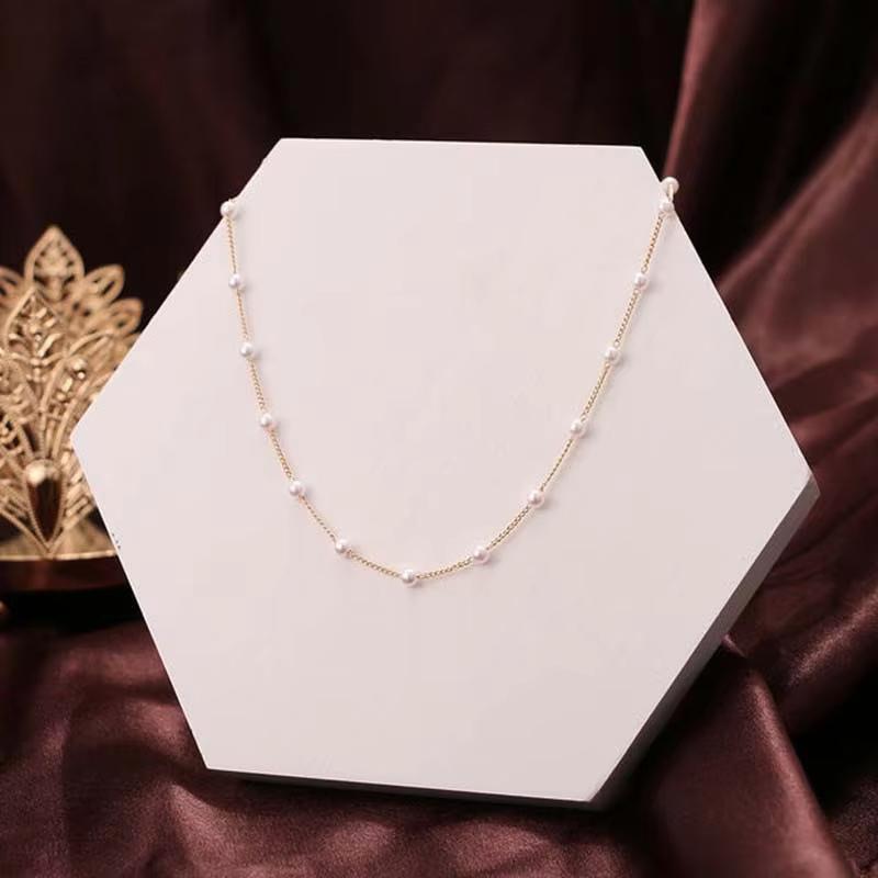 Dainty Imitation Pearl Pendant Necklace For Women Stainless Steel Gold Color Chain Elegant Wedding Christmas Jewelry Gift